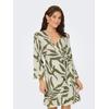 Wickelkleid JDY "JDYSEZEN LIFE 7/8 SHORT DRESS WVN DIA", Damen, Gr. S, N-Gr, sandshell aop:deep lichen grün, Web, Obermaterial: 100% Viskose, bedruckt, modisch, regular fit kurz, V-Ausschnitt, Langarm weit, Kleider, Sommerkleid