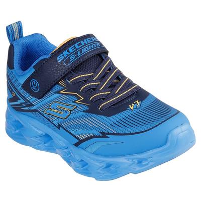 Sneaker SKECHERS "VORTEX 2.0", Kinder, Gr. 30, blau (blau, navy), Lederimitat, Textil, sportlich, Schuhe, Klettschuh mit Blinkfunktion, Größenschablone zum Download Image