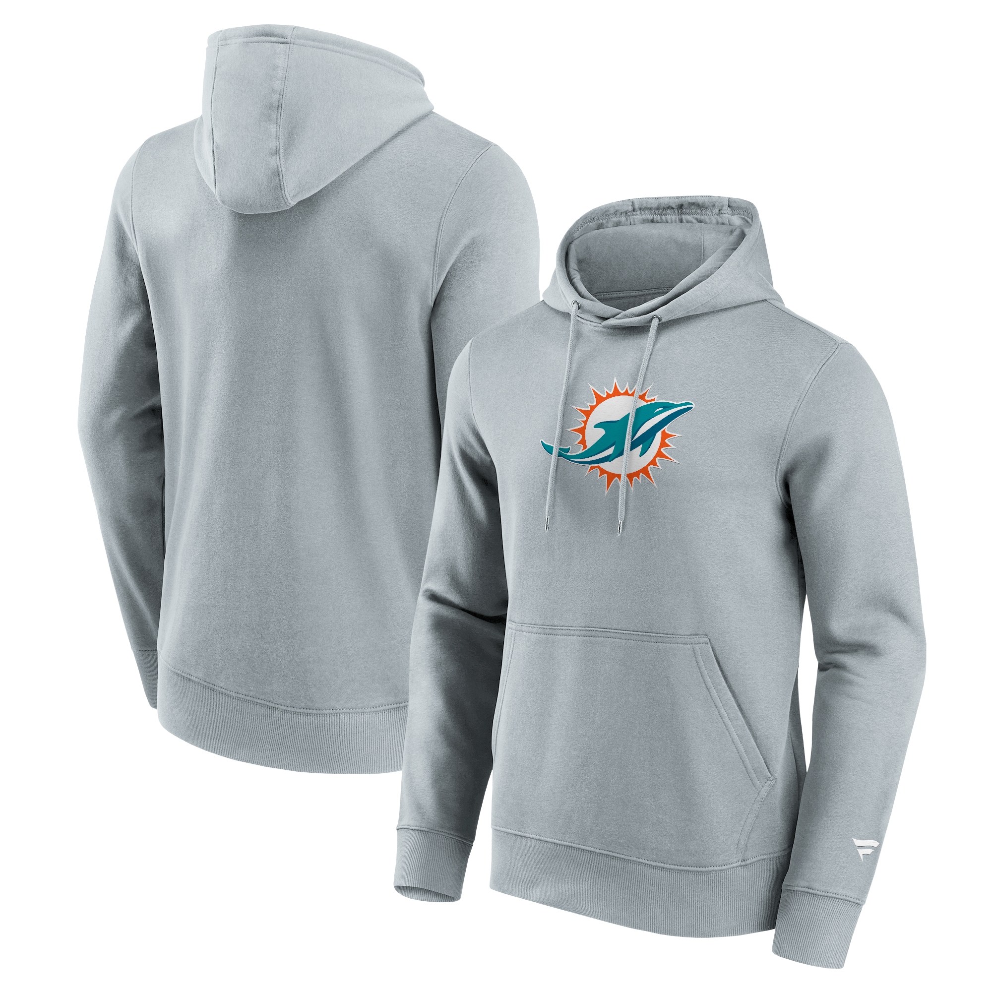 Kapuzenpullover FANATICS "Fanatics Hoodie Miami Dolphins Primary Logo Graphic", Damen, Gr. M, grau, 80% Baumwolle, 20% Polyester, Pullover Kapuzenpullover