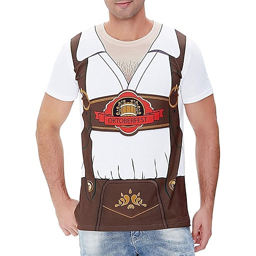 T-Shirt Bayerisch München Deutsch alpin T-Shirt Ärmel Grafik für Herren Erwachsene 3D-Druck für Karneval Oktoberfestbier Party Alltagstauglich