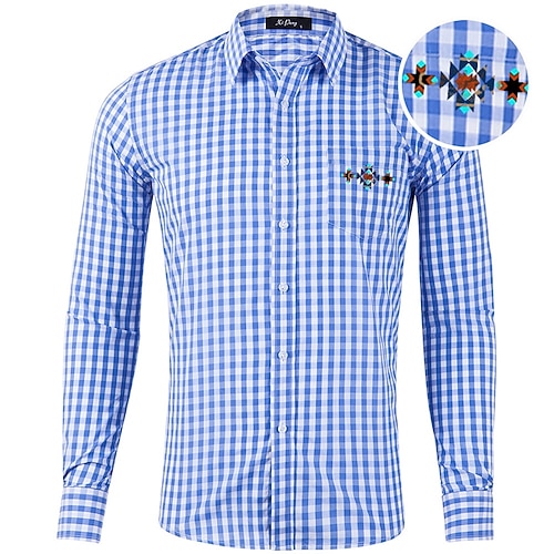 Oktoberfest Kariert Lederhosenhemd Bayerisch Deutsch Wiesn Herren Karneval Bier Festival Stoff im traditionellen Stil Hemd Image