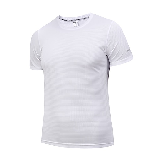 Herren Performance-Shirt Sport-T-Shirt Kurzarm Rundhalsausschnitt Oberteil Außen Schnelltrocknend Schweißableitend Geruchsneutralisierend Atmungsaktiv Sommer Polyester Schwarz Weiß Gelb Tennis Image