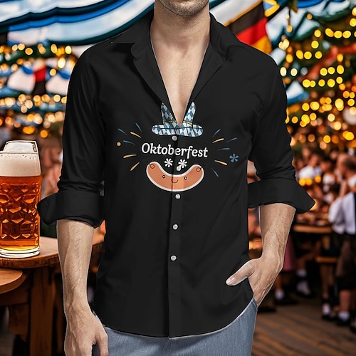 Hawaii-Hemden Aloha-Hemd Bayerisch München Deutsch Lässig Bayerisch Grafik für Herren Erwachsene 3D-Druck für Karneval Oktoberfestbier Urlaub Party Image
