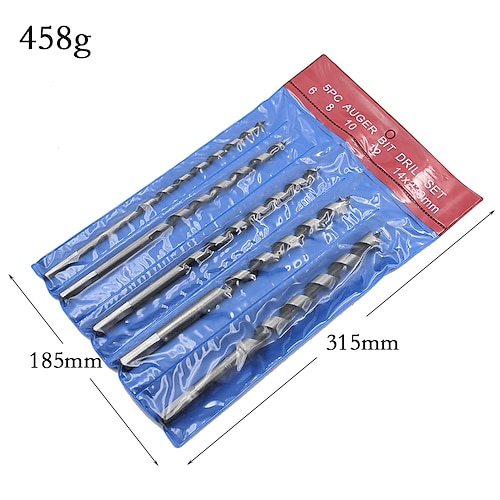 5 Stück Holzbohrer 230 mm Länge Option für Standard-Bohrfutter Holzbearbeitung 6 mm 8 mm 10 mm 12 mm 14 mm Löcher Image