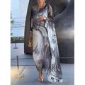 Damen Langes Kleid Maxikleid Cocktailkleid Kleid für Hochzeitsgäste Chiffon Mode Modern Outdoor Urlaub Lässiger Schnitt Marmor Langarm Rundhalsausschnitt Gelb Blau Grau Sommer Frühling