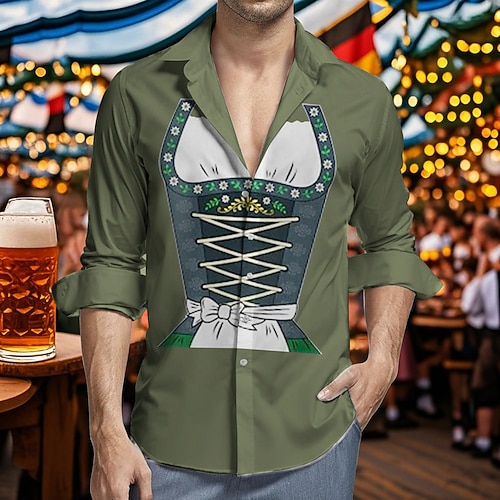 Hawaii-Hemden Aloha-Hemd Bayerisch München Deutsch Lässig Bayerisch Grafik für Herren Erwachsene 3D-Druck für Karneval Oktoberfestbier Urlaub Party Image