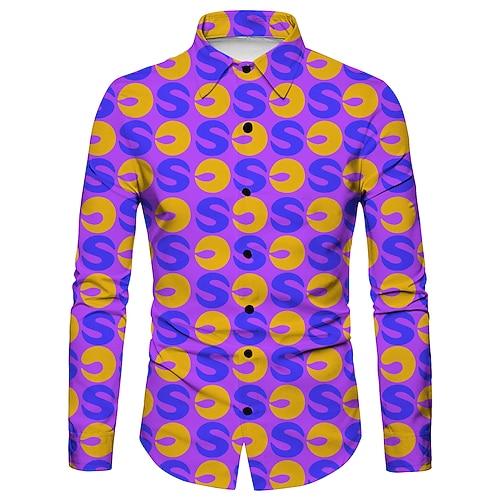 Retro Vintage 1970er Hemd Disco Geometrisch Psychedelisch Kostüm Herren Halloween Karneval Musikfestival Pride Parade Retro-Mottoparty Erwachsene Hemd Image