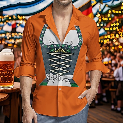 Hawaii-Hemden Aloha-Hemd Bayerisch München Deutsch Lässig Bayerisch Grafik für Herren Erwachsene 3D-Druck für Karneval Oktoberfestbier Urlaub Party Image