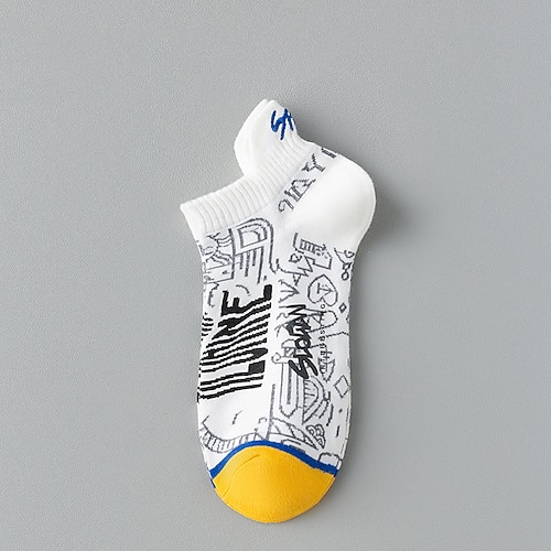 Herren 5 Paare Mehrfachpackungen Socken Laufsocken Freizeitsocken Schwarz Weiß Farbe Buchstabe Urlaub Sport Outdoor Täglich Basic Mittel Frühling Herbst Mode Lässig Image