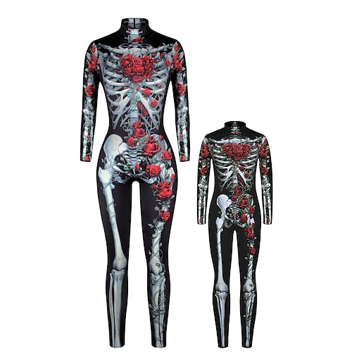 Cosplay Kostüm Outfits Bodysuit Totenkopf Herren Damen Kinder Knielänge Socken Sportsocken Anzug Socken Druck Polyester Kostüm für Karneval Neujahr Teenager Erwachsene Image