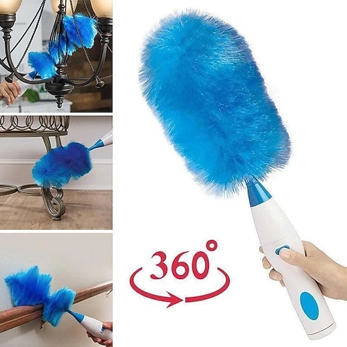 Hurricane Spinning Duster mit 2 austauschbaren Bürsten, 360 Grad drehbares elektrisches Staubwerkzeug für den Heimgebrauch, automatische Staubentfernungs-Kehrmaschine für Möbel und schwer erreichbare Image
