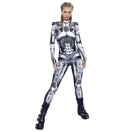 Totenkopf Karneval Cosplay Kostüm Ganzkörperanzug Bodysuit Einteiler Kinder Erwachsene Damen Karneval Maskerade Party Leistung Einfaches Karnevalskostüm Verkleiden Image