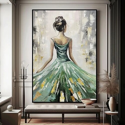 handgemaltes Wandkunst-Porträt einer Frau, Ölgemälde auf Leinwand, benutzerdefiniertes Vintage-Ölgemälde einer Tänzerin, eines Mädchens, Wanddekoration für Wohnzimmer, moderne Wandkunst, Image