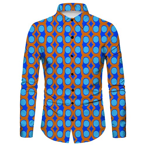 Retro Vintage 1970er Hemd Disco Geometrisch Psychedelisch Kostüm Herren Halloween Karneval Musikfestival Pride Parade Retro-Mottoparty Erwachsene Hemd