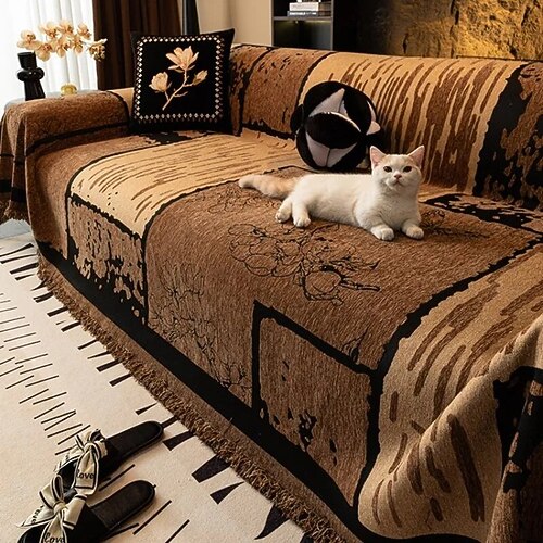 Vintage Chenille Anti-Kratz-Sofa-Schutz Überwurf Couch-Abdeckung haustierfreundlich Image