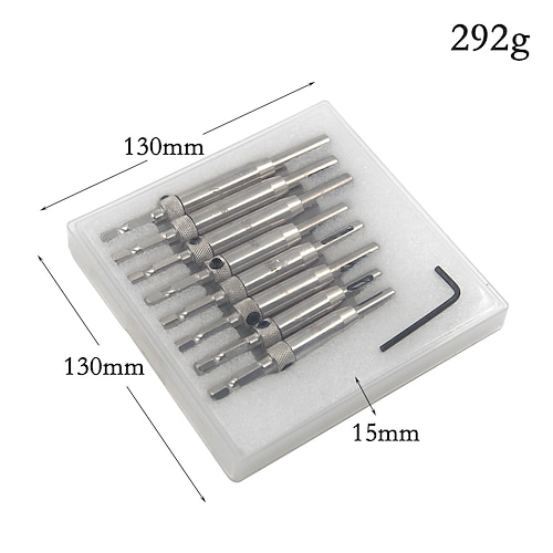 8 stücke türschlossamp; scharnier bohrer set kunststoff box selbstzentrierende vorbohrung hss sechskantschaft holz werkzeug lochsäge diy großhandelspreis Image