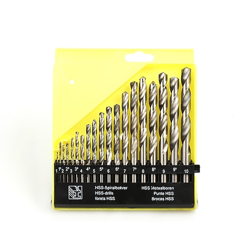 19pc/lot 1mm-10mm titan metallbearbeitung hartmetall hss spiralbohrer set zum bohren von edelstahl Image