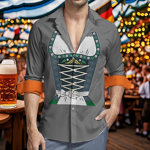 Hawaii-Hemden Aloha-Hemd Bayerisch München Deutsch Lässig Bayerisch Grafik für Herren Erwachsene 3D-Druck für Karneval Oktoberfestbier Urlaub Party Image