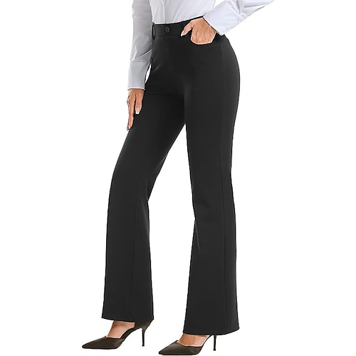 Damen Weites Bein Anzughose Mode Streetwear Volle Länge Natürliche Taille Einfach Tasche Elastischer Bund Weich Outdoor Büro Formell Schwarz Dunkelmarine Khaki Herbst Normale Passform Image