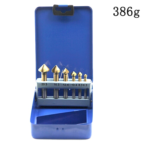 rundschaft 6 teile/satz 3 flöte hss hartmetalle drei kanten fase anfasen schaftfräser fräser senker bohrer eisen box verpackung Image