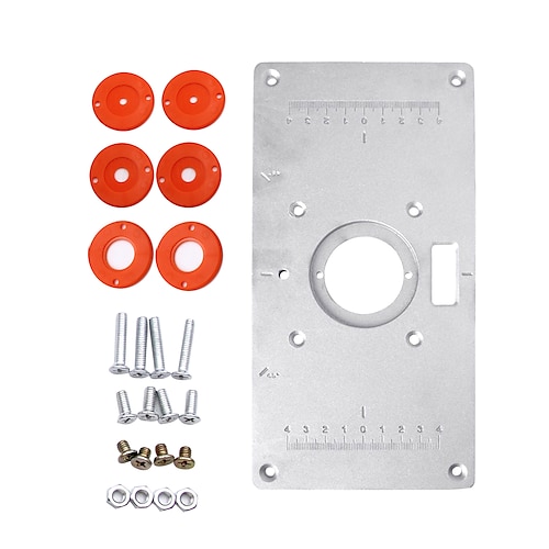 Holzfräser Trimmer Modelle Graviermaschine mit 6 Ringwerkzeugen Frästisch Einlegeplatte Holzbearbeitungsbänke Aluminium Image