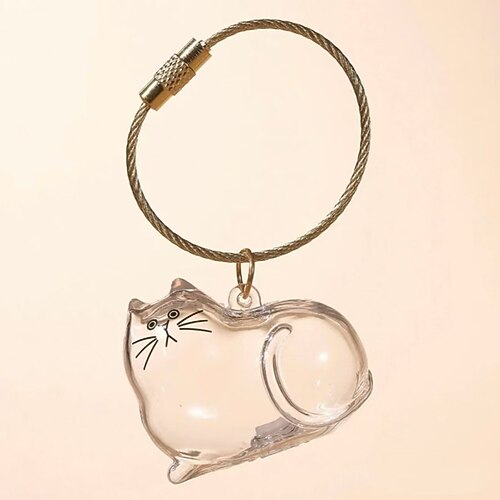 Schlüsselanhänger mit Katzenhaarsammler, Aufbewahrungsflasche für Tierhaare, Erinnerungsgeschenk, transparente Kapsel als Andenken für Katzenfell, Schlüsselanhänger im Gashapon-Stil für die Tasche, Image