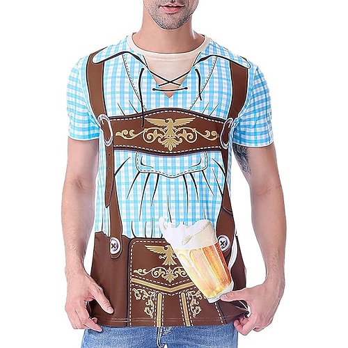 T-Shirt Bayerisch München Deutsch alpin T-Shirt Ärmel Grafik für Herren Erwachsene 3D-Druck für Karneval Oktoberfestbier Party Alltagstauglich Image