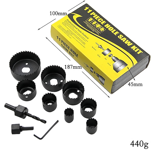 3-18-teiliges Holzbearbeitungs-Lochsägen-Set Bohrer aus Kohlenstoffstahl 19-127 mm Lochschneider-Set für Gipskartondecken-Holz-Lochsägen-Set Image