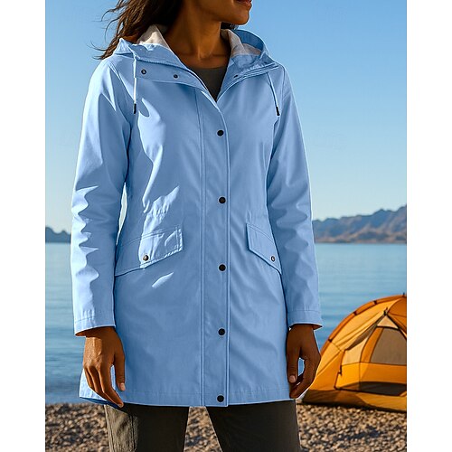 Damen Regenmantel Außen Wasserdicht Winddicht Wanderoutfits Wanderbekleidung Winter Herbst Oberteil Camping / Wandern / Höhlenforschung Laufen Einfarbig Schwarz Gelb Rosa Image
