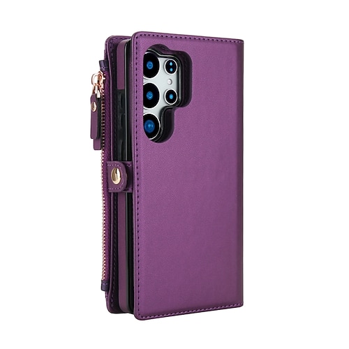 Handy Hülle Handyhüllen Für Samsung Galaxy S26 Ultra Plus S25 S25 Edge S24 S23 Ultra Plus S24 FE S22 Plus Ultra A16 A55 5G A35 5G Brieftaschenhülle Reisverschluss mit Trageriemen Kartenfach Retro TPU Image