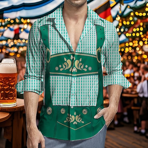 Hawaii-Hemden Aloha-Hemd Bayerisch München Deutsch Lässig Bayerisch Grafik für Herren Erwachsene 3D-Druck für Karneval Oktoberfestbier Urlaub Party Image