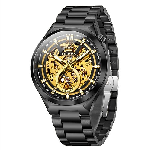 Die neue skelettierte Herren-Business-Uhr der Marke Olevs ist wasserdicht, leuchtend, modisch und trendig, vollautomatische mechanische Uhr, lässige Sport-Herrenarmbanduhr