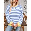 Blouse Femme Boutonné Graphique Rayé Vintage Tropical Élégante Manches Longues Col Ras Du Cou Tops Quotidiens Imprimé Bleu Fuchsia Orange Vert Été Printemps Automne