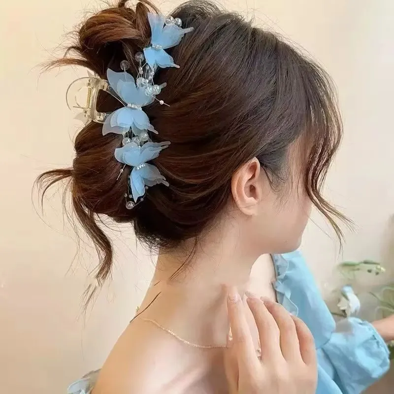 Koreanische Mode Schmetterling Haar Clip Elegante Perle Bogen Pferdeschwanz Clip Täglichen Zubehör Schöne Frisur Werkzeug frauen Haar Krallen Image