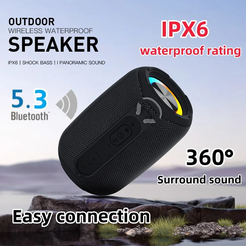 Altoparlanti Bluetooth Altoparlante wireless esterno portatile con bassi migliorati Subwoofer impermeabile 3D 360 ° Chiamata audio stereo Bluetooth 5.3