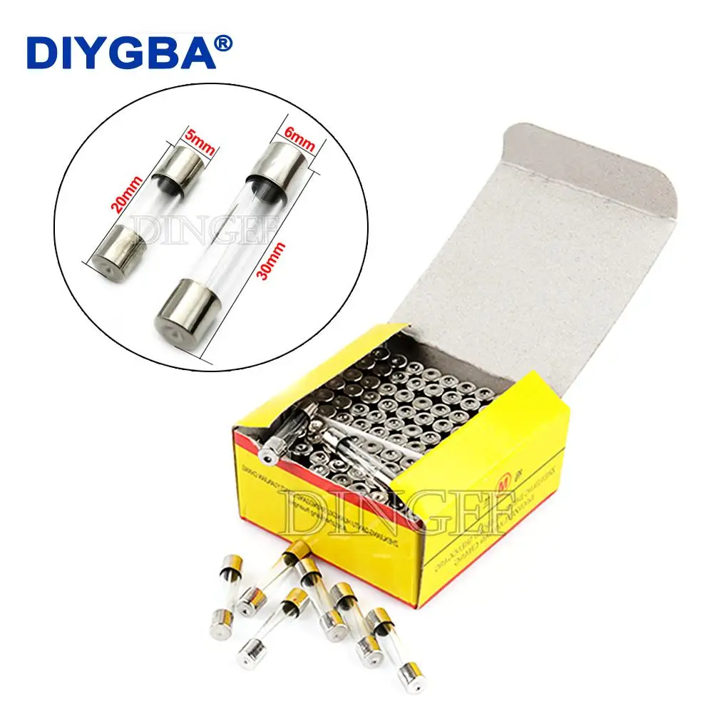 100PCS 5*20mm 6*30mm Flinke Glasrohr Sicherungen 5x20mm 6x30mm 250V 0,5A 1A 2A 3A 4A 5A 6A 8A 10A 15A 20A 25A 30A 0,75A AMP Sicherung Image