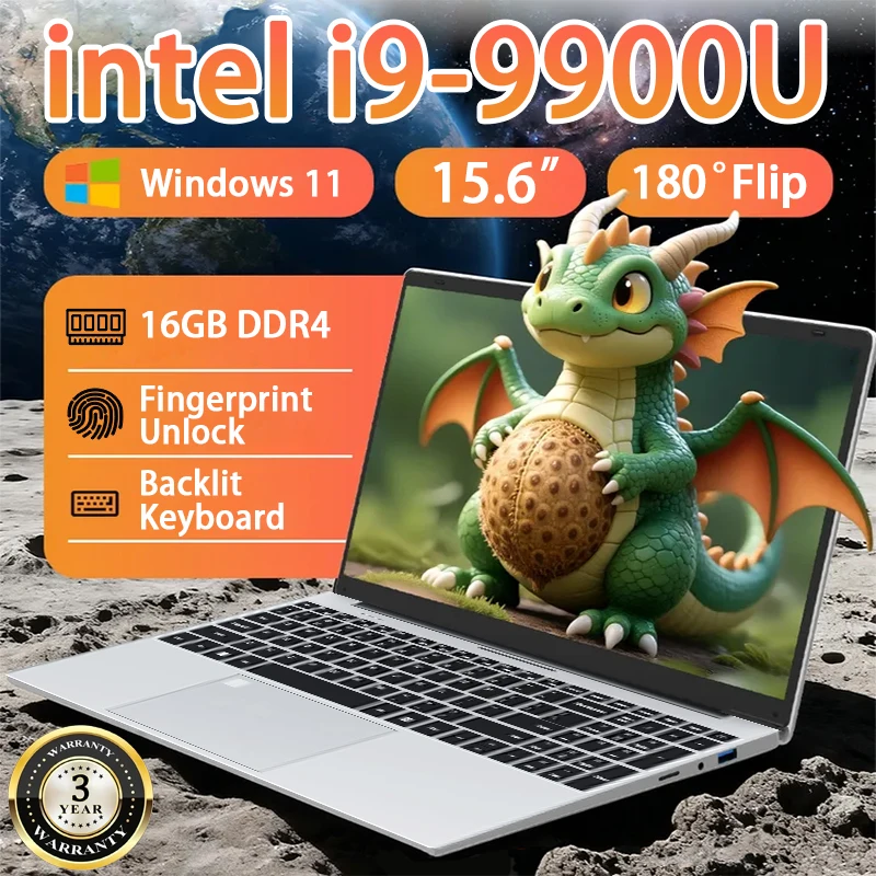 15,6-Zoll-Laptop Intel Core i9 9900U Windows 11 16 GB RAM 1 TB 2 TB SSD Gaming-Laptops PC Gamer Büro Freizeit Notebook-Computer Image