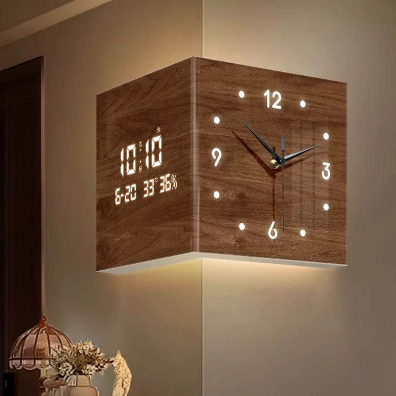 Moderne Wanduhren Wohnzimmer Große Ecke Uhr Elegante Led Digital Wanduhr Elektronische Kalender Geräuschlose Uhren Wohnkultur