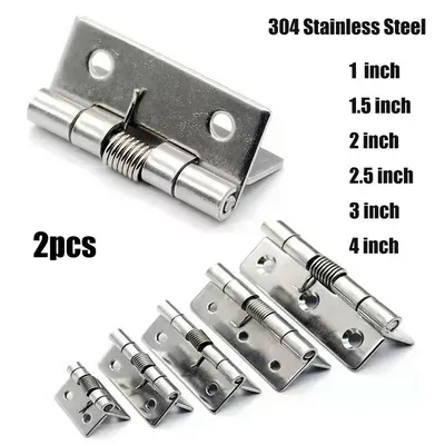 2pcs Spring Hinges Self Closing Stainless Steel Spring Door Hinge Hardware 1/1.5/2/2.5/3/4Inch For Doors Gift Boxes Cabinets