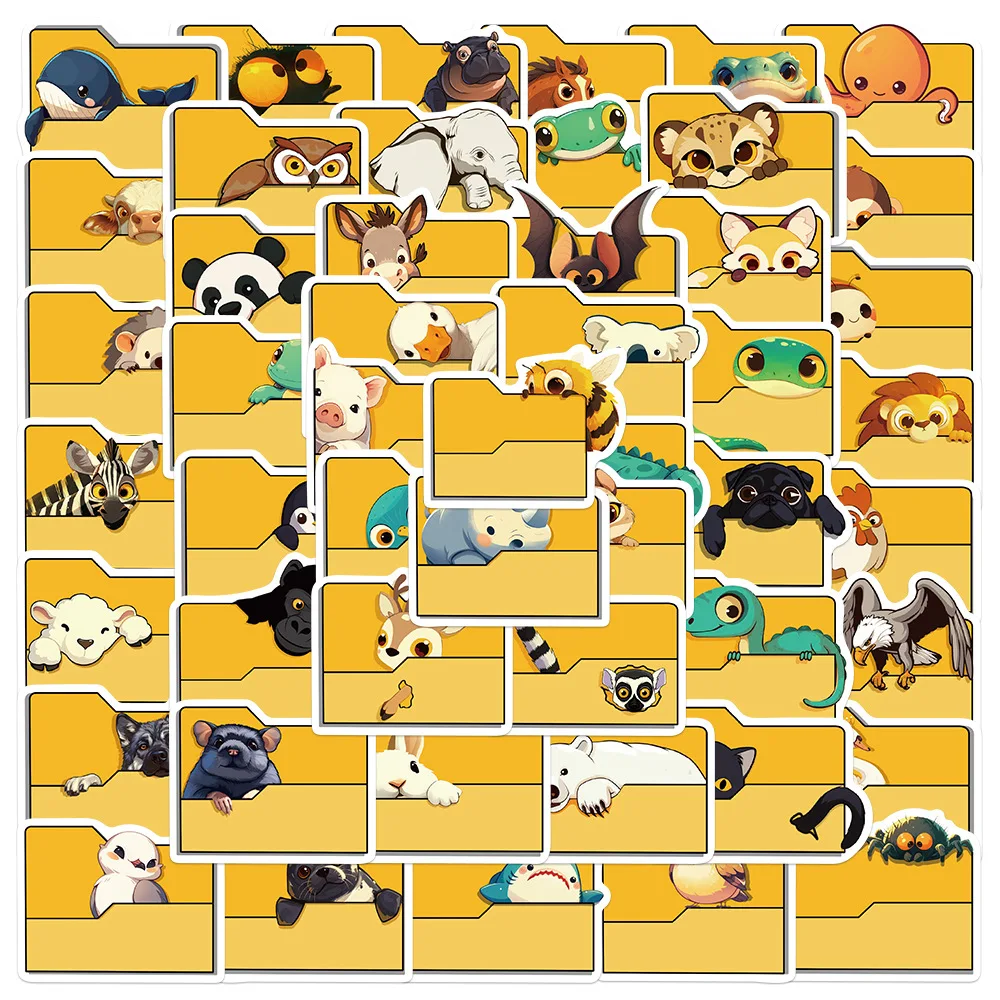 50 Stück Cartoon-Ordner, Tier-Graffiti-Aufkleber, Dekor, Gepäck, Gitarre, Wasserflaschen, Skateboard-Aufkleber Image
