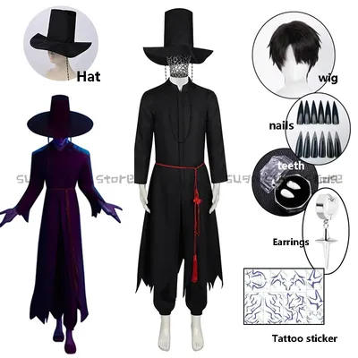 Dämon Hunter Saja Boy Jinu Anime Cosplay Kostüm Perücke Kpop Gruppe Singen Korea Stil Mann Anzug Hut Schwarz Y2K Gothic Halloween Image