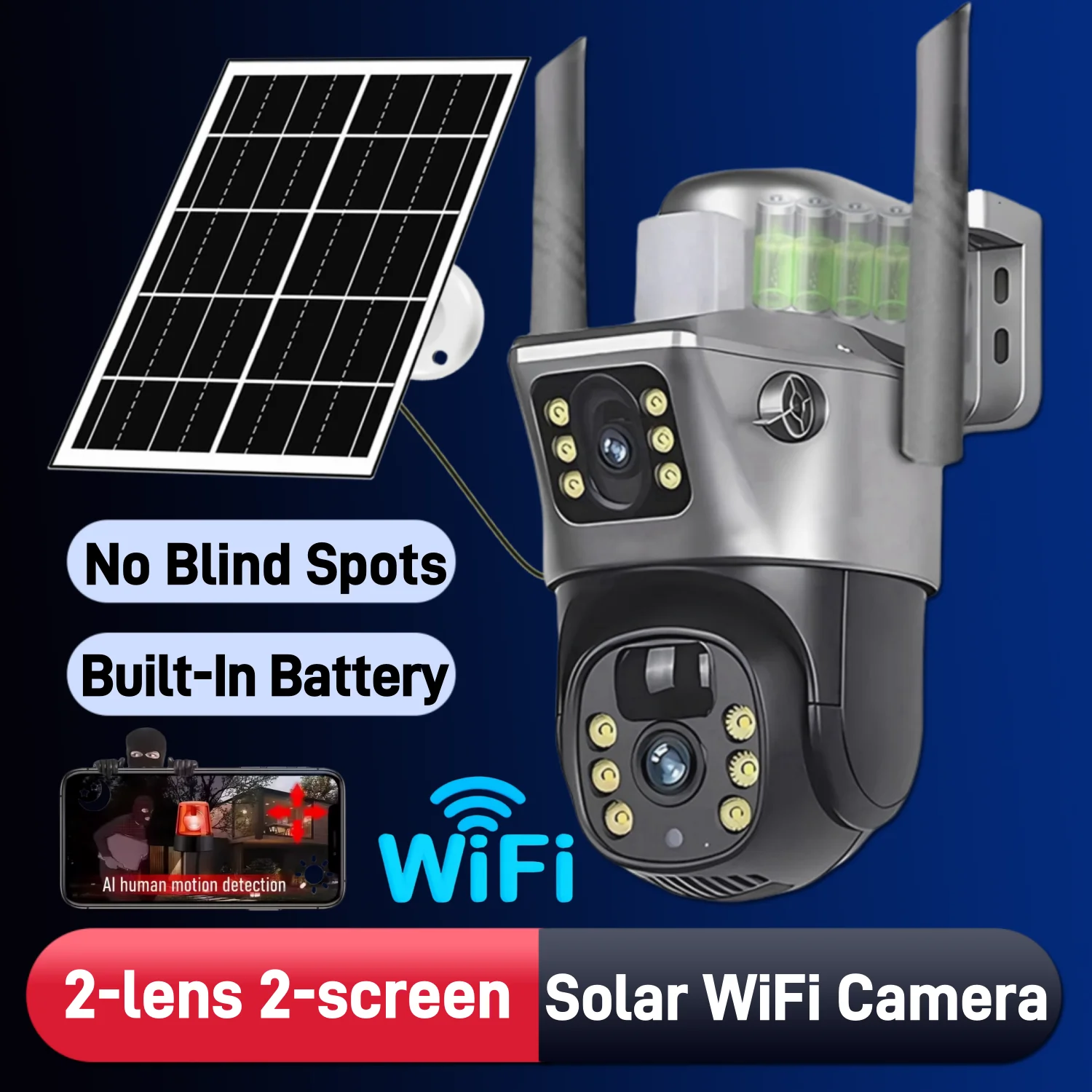 8MP 4G Solar Kamera Dual Objektiv Dual Screen WiFi CCTV Camaras PIR Menschlichen Erkennung Nachtsicht V380 Überwachung batterie Kameras Image