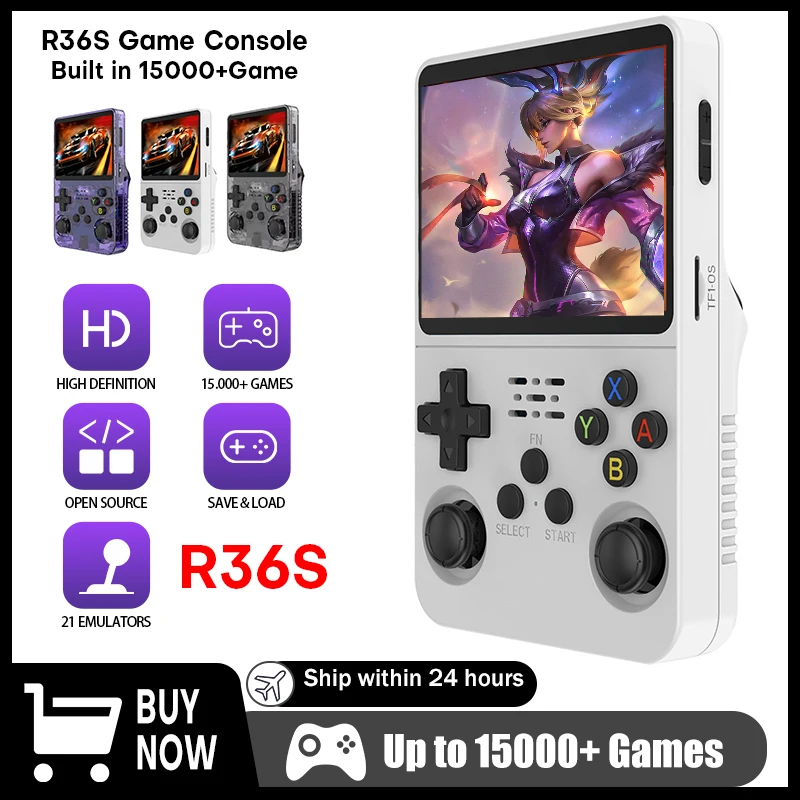 R36S Linux System Retro Handheld-Spielekonsole 3,5 Zoll IPS-Bildschirm 15000 + Spiele 64/128 GB Tragbarer Taschen-Videospiel-Player Geschenke
