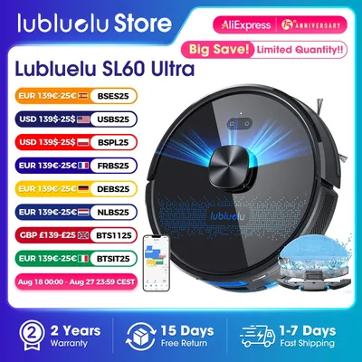Lubluelu SL60 Ultra Roboter-Staubsauger, 3-in-1, 5000 Pa, starke Saugkraft, einfache Reinigung von langen Haaren, Hundehaaren, 24 No-Go-Zonen Image