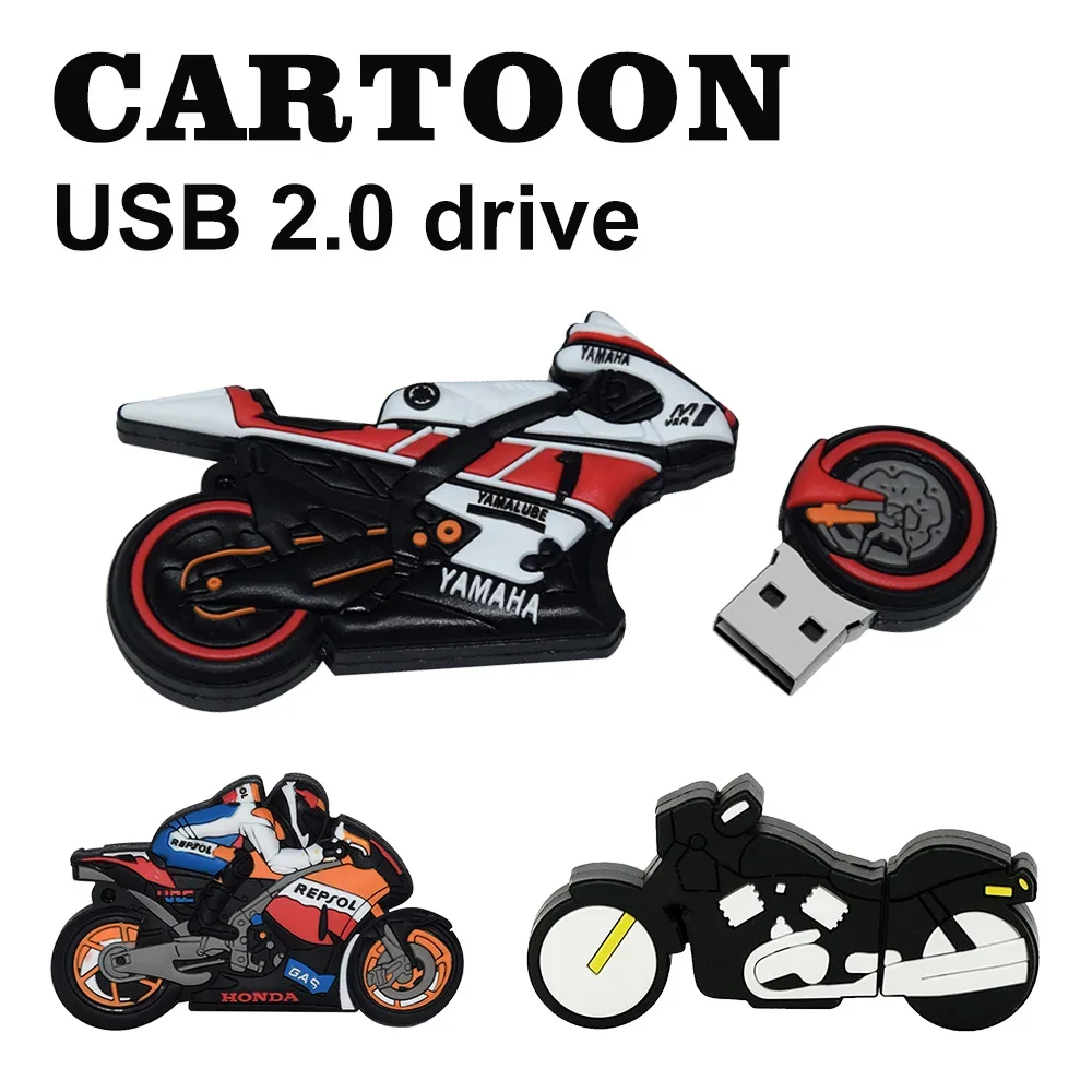 Clé USB noire cool pour moto, clé USB, clé USB de dessin animé, clé U, 128 Go, 64 Go, 32 Go, 16 Go, 8 Go, 4 Go
