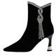 High Heels Black Closed Women's Ankle Boots with Heel Pointed Chelsea Boots with Zip Stiletto Heel Pumps Short Shaft Leather Boots Elegant Evening Shoes Faux Leather Women's Boots, black, 2/2.5 UK