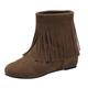 Generisch Cowboy Boots Women's Suede Ankle Boots Women's with Wedge Heel Elegant Chelsea Boots Tassels Ankle Boots Short Shaft Combat Boots Non-Slip Winter Boots Lightweight Snow Boots, brown, 12 UK