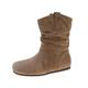 Ankle Boots Women's Autumn Without Heel Suede Boots Women's Flat Winter Boots Short Shaft Cowboy Boots Round Toe Slip-On Boots Soft Comfortable Women's Boots Calf High Western Boots, beige, 8 UK