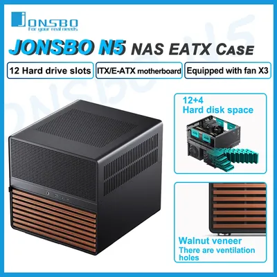 JONSBO N5 NAS Case 12 Hard Disk Space Support ATX Motherboard ATX Power Supply With Fan Aluminum Desktop Chassis