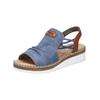 Keilsandalette RIEKER "Rieker Sandalen Textil", Damen, Gr. 39, blau (blau, braun), Textil, casual, Schuhe